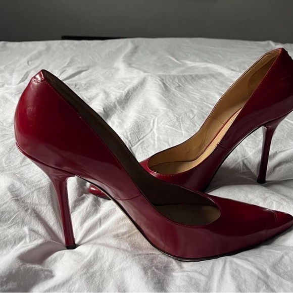 Dolce & Gabanna maroon burgundy red leather pointy women’s heels - Picture 2 of 4